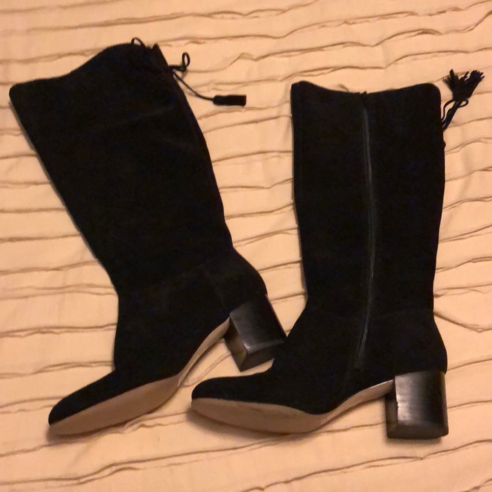 Lands end black suede boots 9 1/2